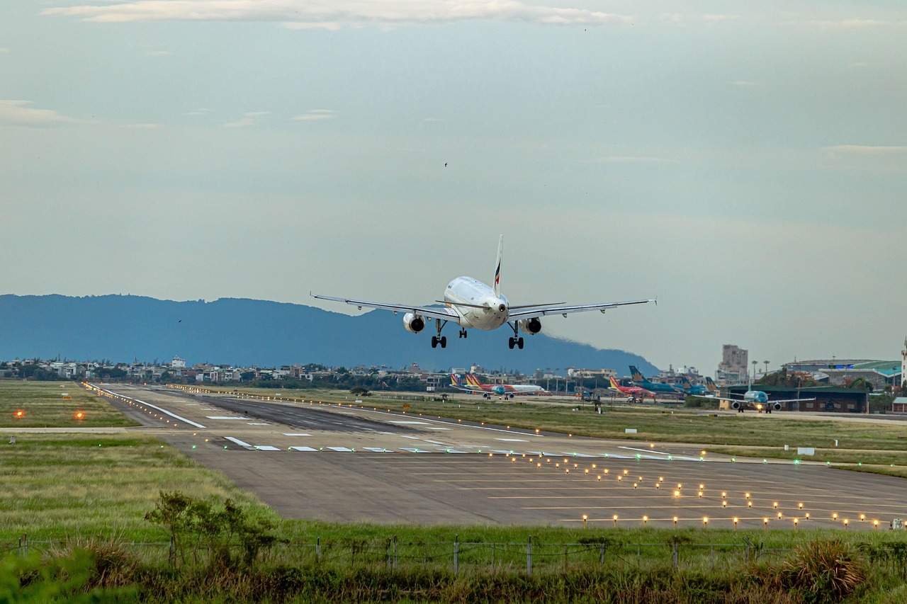 Passenger Airplane Landing at Airport Plane landing