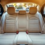 Comfortable leather back seats of a modern premium car waiting for passengers